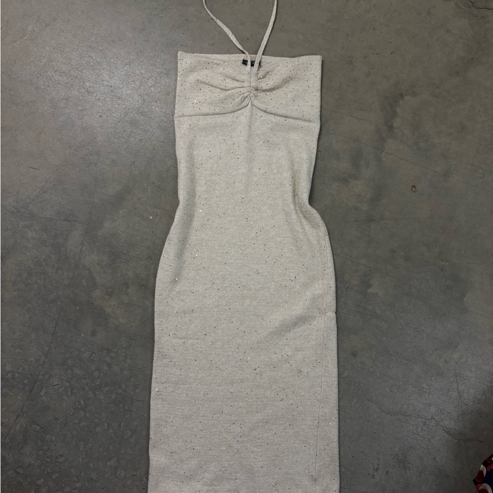 Elegant White Halter Dress